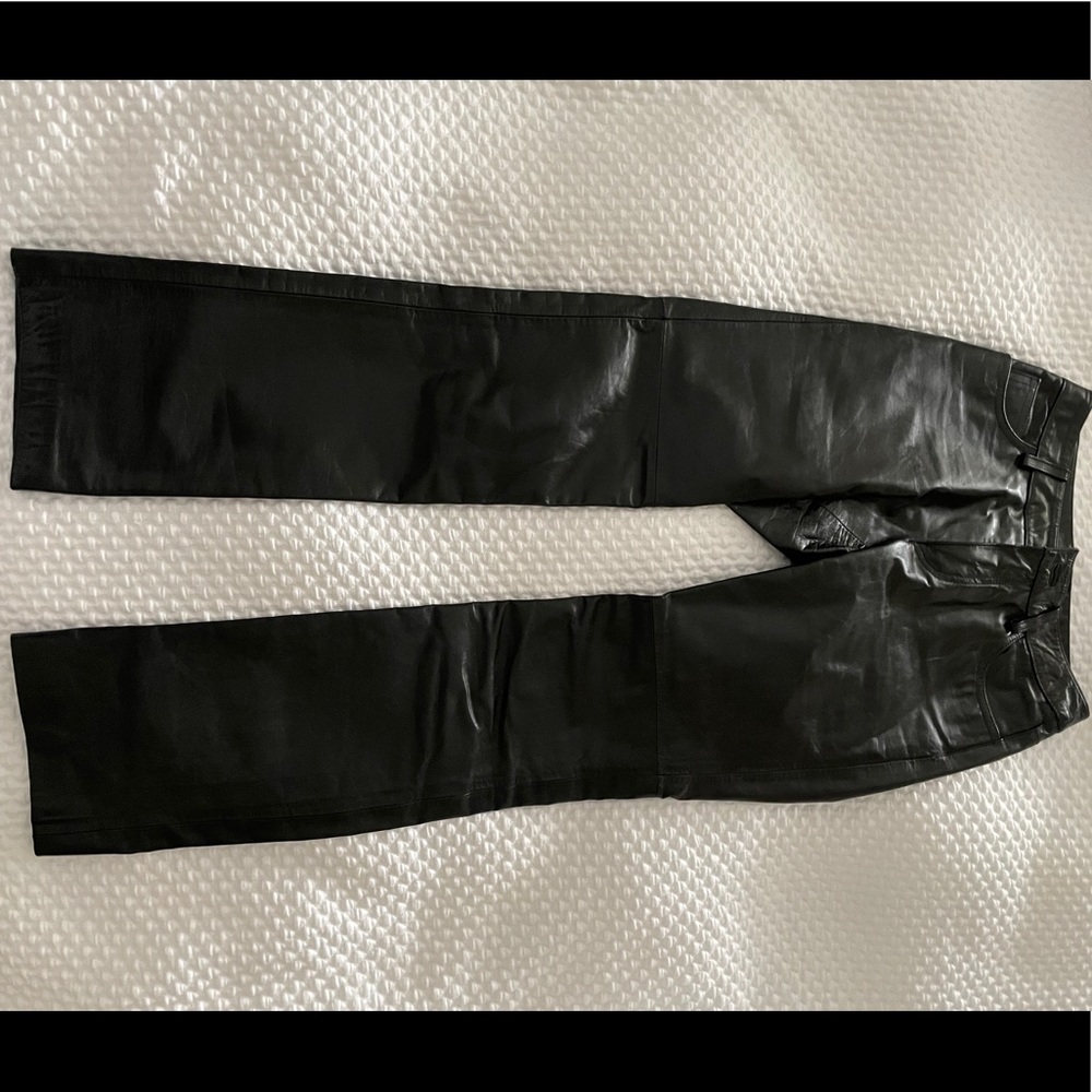 Vintage genuine leather pants in black